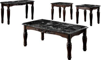 24/7 Shop at Home Zanaya Traditional Solid Wood Faux Marble Top 4-Piece Coffee Tables Set for Living Room