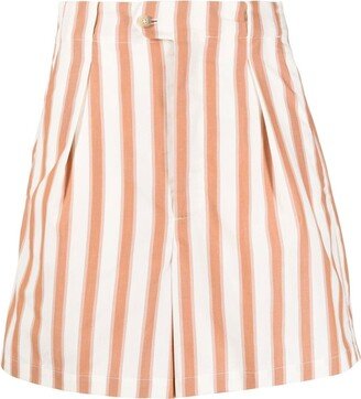 Striped High-Waisted Shorts-AA