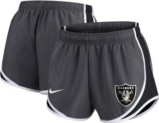 Women's Charcoal Las Vegas Raiders Plus Size Logo Performance Tempo Shorts