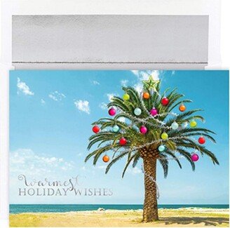 Masterpiece Studios Warmest Wishes 16-Count Christmas Cards, Decorated Palm Tree, 7.87