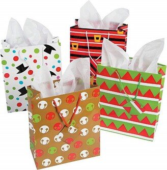 Fun Express Medium Cheery Christmas Gift Bags with Tags