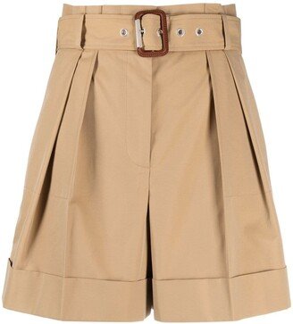 Paperbag-Waist Turn-Up Shorts