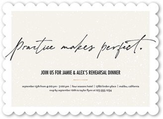 Rehearsal Dinner Invitations: Inked Rehearsal Rehearsal Dinner Invitation, White, 5X7, Pearl Shimmer Cardstock, Scallop