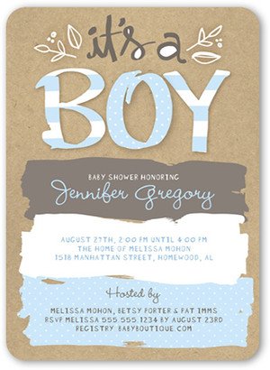 Baby Shower Invitations: Pattern Shower Boy Baby Shower Invitation, Blue, Matte, Signature Smooth Cardstock, Rounded