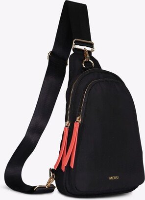 MERSI Abi Nylon Sling Bag Crobody - Black