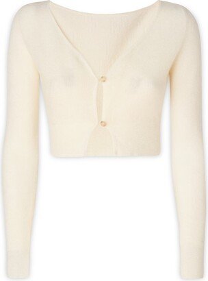 V-Neck Buttoned Cropped Cardigan