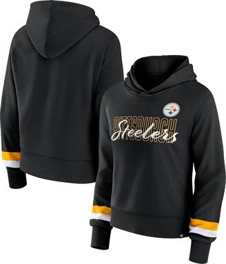 Women's Branded Black Pittsburgh Steelers Over Under Pullover Hoodie