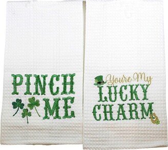 Decorative Towel Lucky Charm/Pinch Me Towel - Two Towels 27.0 Inches - Saint Patricks Day - C86100585.57 - Cotton - Green