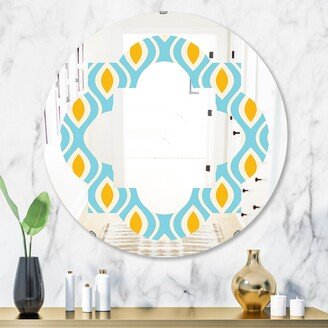 Designart 'Retro Pattern Abstract Design I' Printed Modern Round or Oval Wall Mirror - Quatrefoil