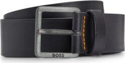 Leather belt with logo buckle-AC
