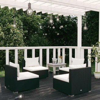 Patio Lounge Set with Cushions Poly Rattan