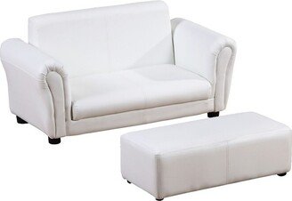 Kids Sofa Set with Footstool for Toddlers and Babies, Kids Couch for Playroom, Nursery, Living Room, Bedroom Furniture, White