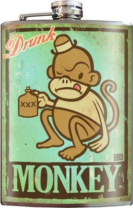 8 Oz. Liquor Flask, Drunk Monkey - Stocking Stuffer, Guys Gift, Hip Drinkware, Barware, Mens Birthday, Vintage, Kitsch