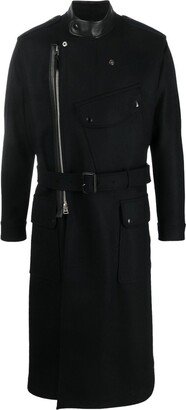 Belted-Waist Off-Centre Coat