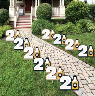 Big Dot Of Happiness Cheers & Beers to 21 Years - Lawn Decor - Outdoor Party Yard Decor - 10 Pc