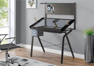 Monarch Specialties Drafting Table, Adjustable Angle, Drawing, Storage, Craft, Metal, Tempered Glass, Clear, Contemporary, Modern