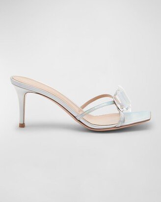 70mm Jewel Iridescent Leather Mule Sandals