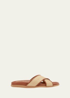 Thais Raffia Crisscross Slide Sandals