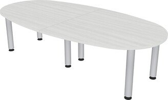 Skutchi Designs, Inc. 8 Person Boat-Oval Conference Table Silver Post Legs Power And Data