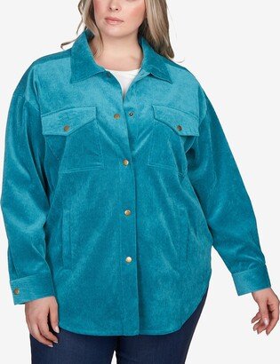 Ruby Rd. Plus Size Button Up Solid Pincord Jacket