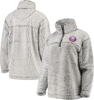 Women's G-iii 4Her by Carl Banks Gray New York Islanders Sherpa Quarter-Zip Pullover Jacket