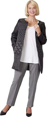 Silverts Plus Size Quilted Reversible Jacket with Detachable Sleeves (Black/Silver) Women's Jacket