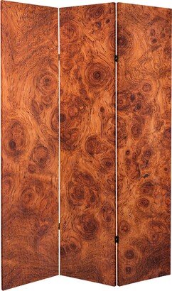 6 ft. Tall Double Sided Burl Wood Pattern Canvas Room Divider