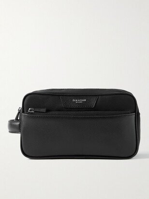 Evoluzione Cross-Grain Leather and Twill Wash Bag