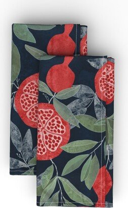 Cloth Napkins: Pomegranate Garden - Dark Cloth Napkin, Longleaf Sateen Grand, Multicolor