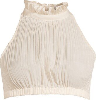 Undra Celeste Fine Pleat Crop Top