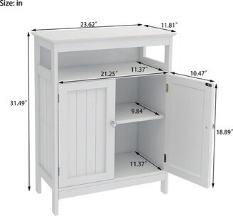 Bathroom standing storage with double shutter doors cabinet