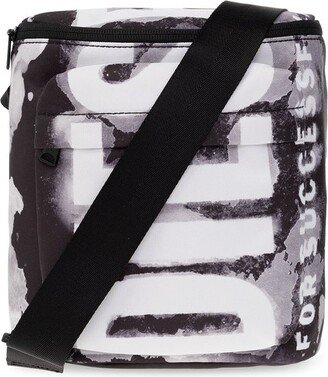 Logo Printed Zipped Shoulder Bag