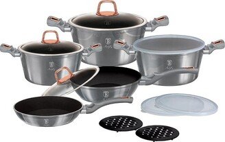 Berlinger Haus Cookware Set - Triple-Layer Non-Stick Coating and Induction Bottom with Soft-Touch Handles (Moonlight) 13-Pcs