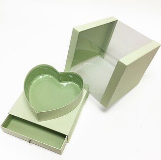 Light Green Clear Square Pvc Flower Box With Heart Shape in The Middle