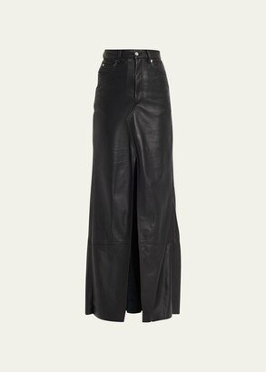 Theophilio A-Line Leather Maxi Skirt
