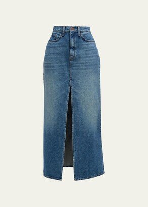 Ms Westwood High-Rise Slit Denim Maxi Skirt