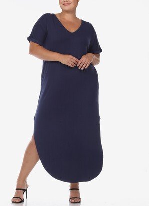 Plus Size Short Sleeve V-neck Maxi Dress