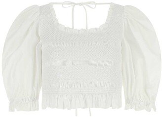 Open-Back Cropped Poplin Top