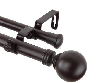 InStyleDesign Sphere Mocha Adjustable Double Curtain Rod with Finial Set