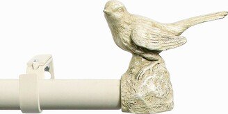 Meriville 1-Inch Diameter Farmhouse Single Window Treatment Curtain Rod, Country White Bird Finials