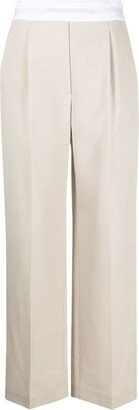 Logo-Waistband Straight-Leg Trousers-AA