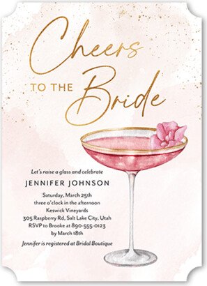 Bridal Shower Invitations: Cheers To The Bride Bridal Shower Invitation, Pink, 5X7, Matte, Signature Smooth Cardstock, Ticket