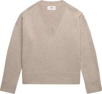 V-neck elbow patches jumper