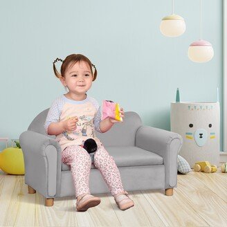 Kids Sofa, Wooden Armrest Chair for Preschool, Toddler Couch for Kids Room, Kindergarten with Hidden Storage Compartment