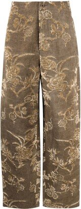 Patterned-Jacquard Straight-Leg Trousers-AB