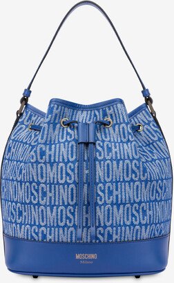 All-over Logo Denim Bucket Bag