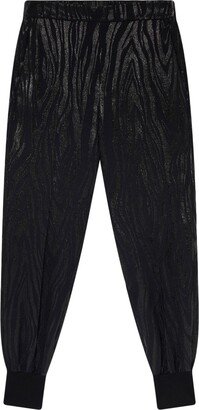 Wood-Grain Effect Tapered Trousers