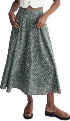 Floral Print Cotton Maxi Skirt-AA