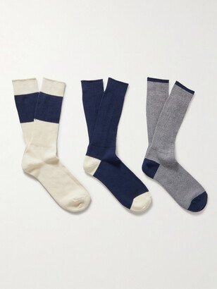 Three-Pack Stretch Cotton-Blend Socks