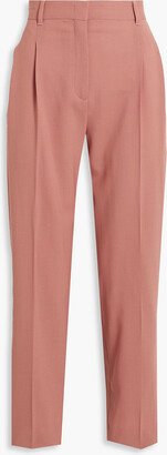 Cropped pleated wool tapered pants